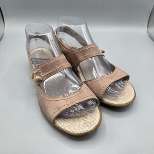 Wonders Sandals Womens 38 Pink Leather Slip On Sling Back Comfort Wedge Spain